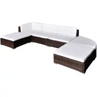 vidaXL 6-tlg. Garten-Lounge-Set mit Auflagen Poly Rattan Braun
