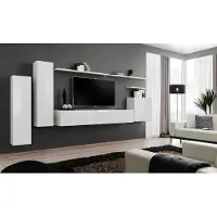 AEA Wohnwand Wohnzimmer Set 7tlg Sideboard Wandregal Weiß TV-Ständer Wandschrank