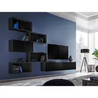 Xl Moebel Gmbh Schwarz Wohnwand Lowboard Modern TV-Ständer Wohnzimmer Wandregal