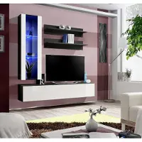 AEA Wohnzimmer Wohnwand Wandregal TV Schrank Hänge Vitrine Regal Holz Möbel