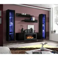 Xl Moebel Gmbh Komplett Set 5tlg Luxus Wohnwand Schwarz Designer Hänge Vitrine Holz Möbel
