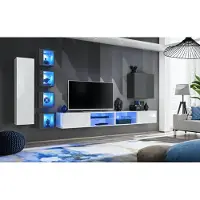 AEA Wohnwand Weiß Designer Wandschrank Möbel Wohnzimmermöbel Einrichtung Komplett