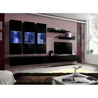Xl Moebel Gmbh Set 7 tlg Wohnwand Holzmöbel 2x TV Ständer Moderne Wand Regale Schwarz