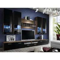 AEA Luxus Wohnwand tv Ständer Holz Designer Möbel Schwarz Möbel Wohnzimmer