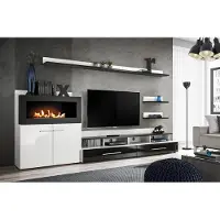 AEA Wohnwand TV-Ständer Kommode mit eingebautem Kamin Designer Möbel Moderne