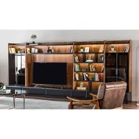 AEA Wohnwand tv Möbel Schrankwände Wohnzimmer Vitrine Modern Holz Braun