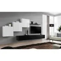 AEA Wohnwand Schwarz Komplett TV-Ständer Wandregal Luxus Wandschrank Design