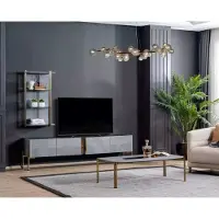 AEA Designer Set 2 tlg. Wohnwand Lowboard Wandschrank Luxus Möbel Wohnwände