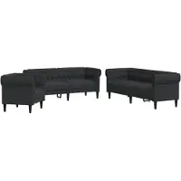 vidaXL 3-tlg. Sofagarnitur Schwarz Stoff