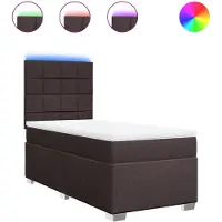 vidaXL Boxspringbett mit Matratze Dunkelbraun 90x200 cm Stoff