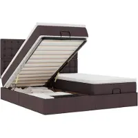 vidaXL Ottoman-Bett mit Matratzen & LEDs Dunkelbraun 200x200 cm Stoff