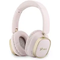 GUESS Over-Ear-Kopfhörer Bluetooth ENC, rechteckiges Metall-Design, rosafarben