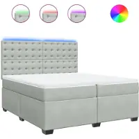 vidaXL Boxspringbett mit Matratze Hellgrau 200x200 cm Samt