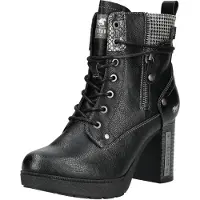 Mustang Damen Stiefelette mit Blockabsatz und Zierreißverschluss 15M0142001, Größe:39 EU, Farbe:Schwarz