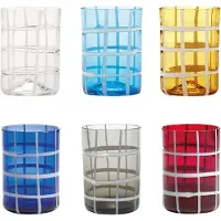 Zafferano Twiddle - Set mit 6 farbigen Gläsern aus geblasenem Glas, 35 cl - handgefertigte Trinkgläser mit weißem Nachbildung, spülmaschinenfest
