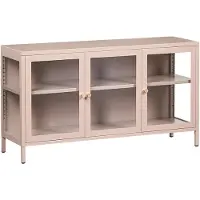 Beliani SIDEBOARD mit Glastüren Metall 115 cm Beige Newport