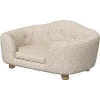 PawHut Haustiersofa Hundematte Katzen Sofa mit Kissen Plüsch Cremeweiß