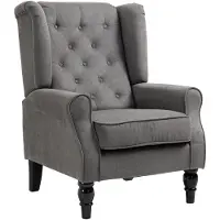 Aosom Einzelsofa Relaxsessel Einzelstuhl mit Tufting Polyester Dunkelgrau