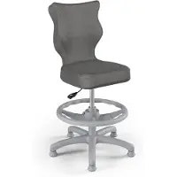 Entelo Kinder-Wachstumsstuhl Ergonomischer Schreibtischstuhl Für Körpergrösse 133-159 Cm, Petit Grau Monolith 33, Mit Fussstütze