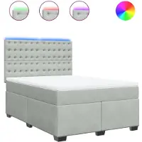 vidaXL Boxspringbett mit Matratze Hellgrau 160x200 cm Samt