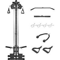 SUGIFT Latzugstation, 3-in-1 Latzugturm zur Wandmontage, Kraftstation bis ca. 227 kg mit Latzugstange Seilzug, Krafttraining für Rücken Arme Schultern Bauch, Latzugmaschine für Fitnesscenter Zuhause