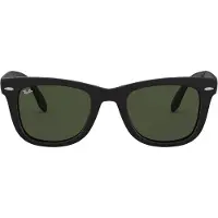 Ray-Ban RB 4105 FOLDING WAYFARER Herren-Sonnenbrille Vollrand Quadratisch Kunststoff-Gestell, schwarz