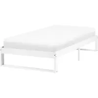 Beliani Bett Weiß Kiefernholz mit Lattenrost 90x200 cm ohne Kopfteil ohne Fußteil Schlicht Skandi Design Schlafzimmer Holzbett Einzelbett