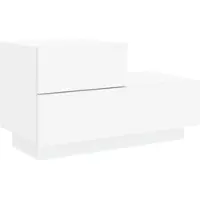Décoshop26 - Nachttisch mit LED-Beleuchtung und Stauraum 70 x 36 x 40,5 cm weißes Holzwerkstoff DEC033172