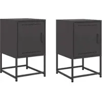 Décoshop26 - Set aus 2 Nachttischen mit Fach und Tür 36 x 39 x 60,5 cm schwarzer Stahl DEC035485
