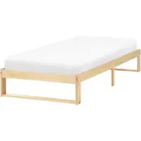 Beliani Bett Hellbraun Kiefernholz mit Lattenrost 90x200 cm ohne Kopfteil ohne Fußteil Schlicht Skandi Design Schlafzimmer Holzbett Einzelbett