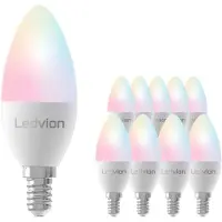 LEDVION 10x Smart RGB+CCT E14 LED lampe 5W Wi-Fi Beleuchtung Dimmbar 470Lm