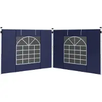 Outsunny 2 Seitenteile Seitenwände für 3x3/3x6m Pavillon mit Fenster, Tür, Blau
