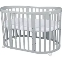 Waldin Kinder-Wachstumsbett 9 in 1 oval grau + Set