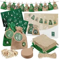Famanu Adventskalender zum Befüllen - 24 Stoffbeutel mit Zahlenaufklebern - 2023