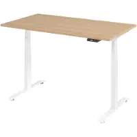 Bümö Schreibtisch elektrisch Lite - Gestell: Weiß, Nachbildung: Eiche, Größe: 140 x 80 cm