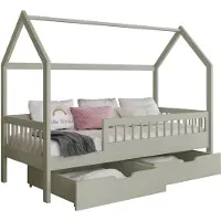 Mirjan 24 Kinderbett Gaja 90, Kinderzimmer Bett mit zwei Bettschubladen, Lattenrost, Holzkonstruktion (Farbe: Olivgrün, Größe: 90x200 cm)