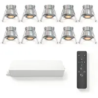 LEDVION 10er set LED Einbaustrahler ø35mm IP65 3W Gebürstetes Nickel 2700K