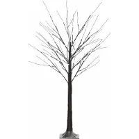 HOMCOM 150 cm Kunstbaum, Birkenbaum mit 96 LED, Kunstschnee für Party, Braun
