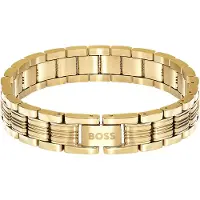 BOSS Gliederarmband "EMBLEM", gelbgoldfarben, Armbänder, Herren, 21cm, Edelstahl, Gliederarmband