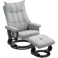 HOMCOM Relaxsessel mit Hocker, Drehbar Liegesessel mit Samtoptik, Grau