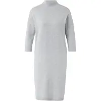 Comma Strickkleid , Damen, Gr. 42, N-Gr, grau, Strick, Obermaterial: 80% Viskose, 20% Polyamid, unifarben, regular fit knielang, gerader Abschluss, Kleider Strickkleid, mit überschnittenen Schultern