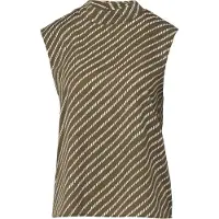 Comma Blusentop , Damen, Gr. 42, braun (schwarz khaki), Web, Obermaterial: 100% Polyester, gemustert, normal hüftbedeckend, Rundhals, Blusen Blusentop, mit Allover-Print
