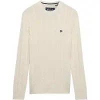Superdry für Herren. M6110707E Baumwollpullover mit Zopfmuster beige (L), Lässig, Stoff