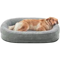 Merkloos Hundebett Orthopädisches Hundebett für große Hunde, 4-seitiges Nackenrollenkissen, Hundehöhlenbett, XXL, Hundesofa aus Memory-Schaum, wasserdicht