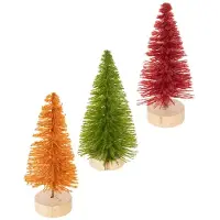 Viana Künstliche Weihnachtsbäume mit Holzfuß für festliche Tischdekoration, 6 Stück