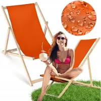 AllBags Premium Klappbare Sonnenliege aus Holz – Robuste, wasserfeste Liege für Strand, Garten & Terrasse