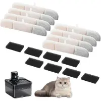 Sonstiges Katzenbrunnen Filter 16er Set für DPWFP6 | 8 Filter & 8 Schwämme | Mehrschichtige Filtration mit Aktivkohle | 17 x 3,7 x 1 cm