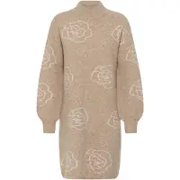 Kaffe Midikleid "Damen Kleid KAwilma", Damen, Gr. S, N-Gr, grau (taupe gray mel, weiß flowers), Obermaterial: 46% Polyacryl PAN. 45% Nylon NY. 5% Wolle mw. 4% Elasthan EL., Kleider Midikleid