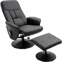HOMCOM Relaxsessel mit Liegefunktion Massagesessel mit Fußhocker Schwarz