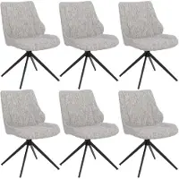 Mendler 6er-Set Esszimmerstuhl MCW-O48, Küchenstuhl, drehbar Auto-Return, Stoff/Textil Chenille (410g/m²) creme